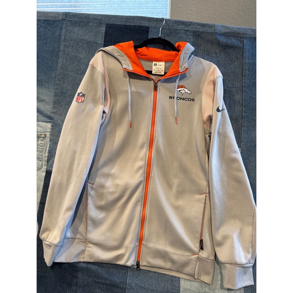 Nike Denver Broncos NFL Therma-FIT Full Zip Hoodie Mens Medium Jacket